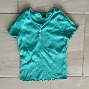 Target Girls Button Henley Top Green US 11-12